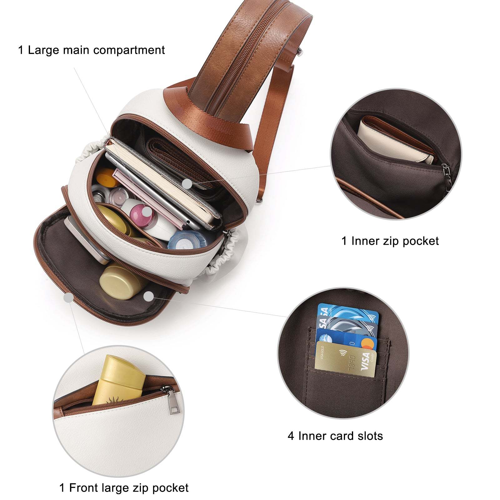 Large Size Sling Backpack Convertible Crossbody Backpack for Women Travel Hiking Cycling