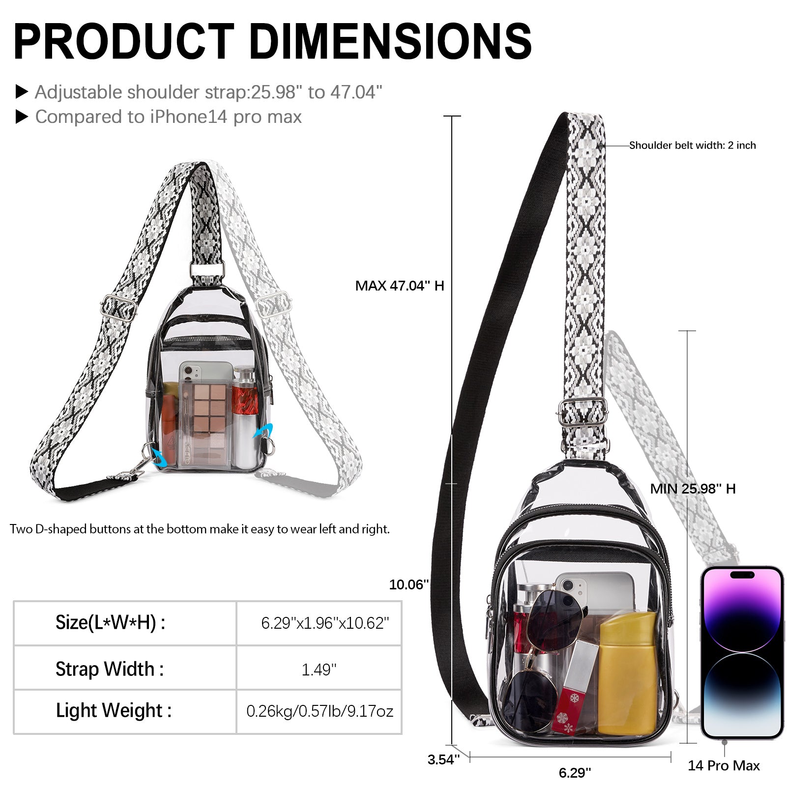 Stadium TPU Transparent Clear Sling Bag