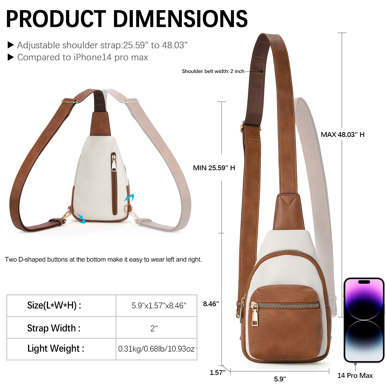 Small Sling Bag Leather Crossbody Fanny Packs Trendy Women's Chest Bag