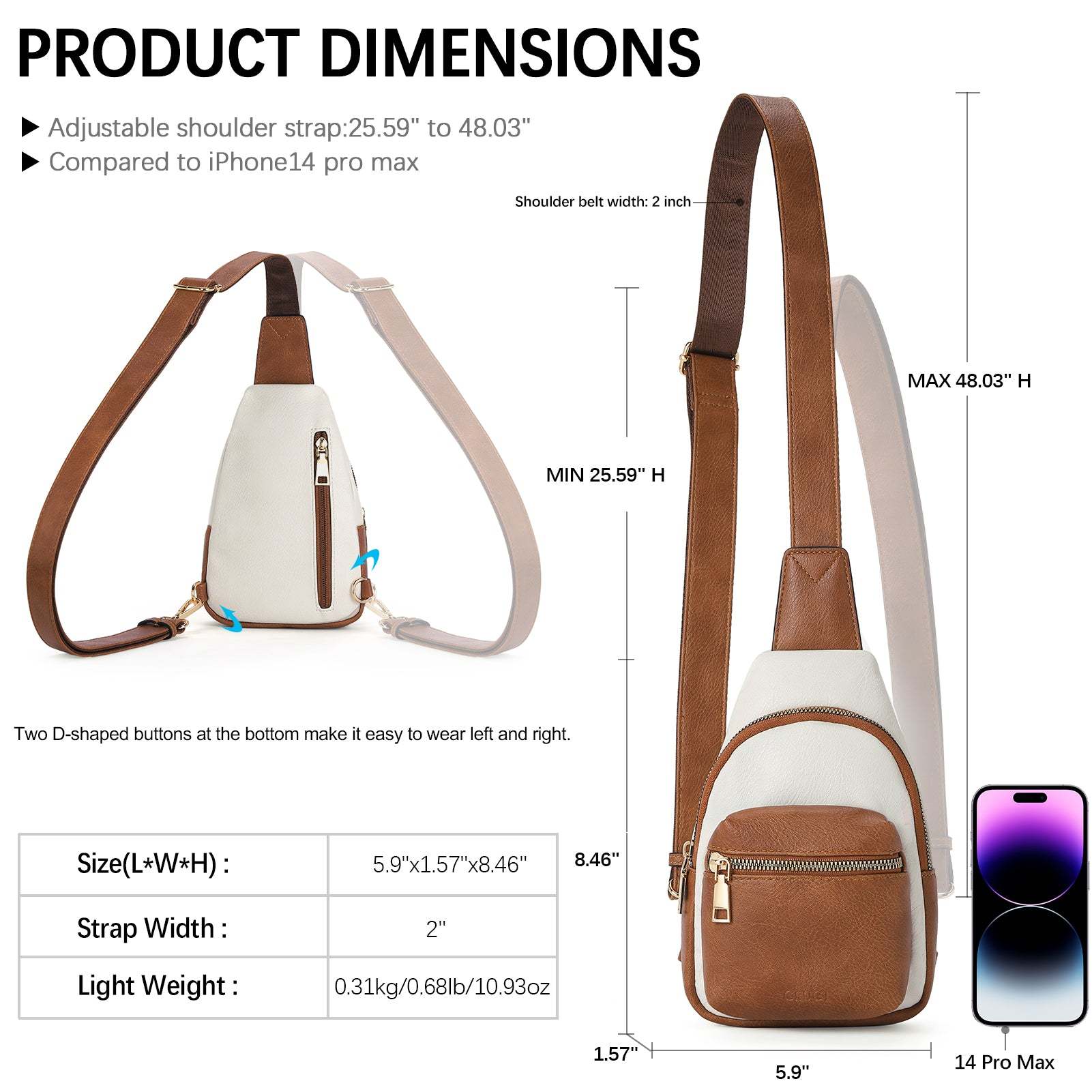 Small Sling Bag Leather Crossbody Fanny Packs Trendy Women's Chest Bag