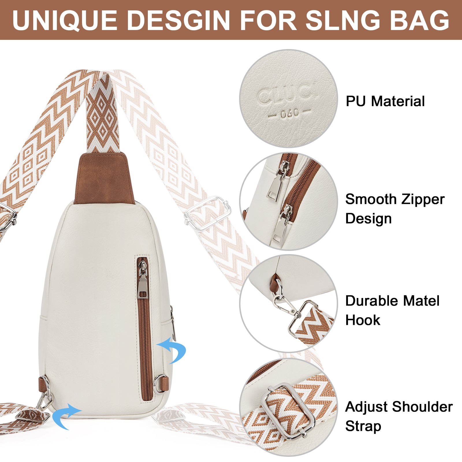 Small PU Leather Sling Bag Crossbody Bag for Women Traveling Hiking Cycling