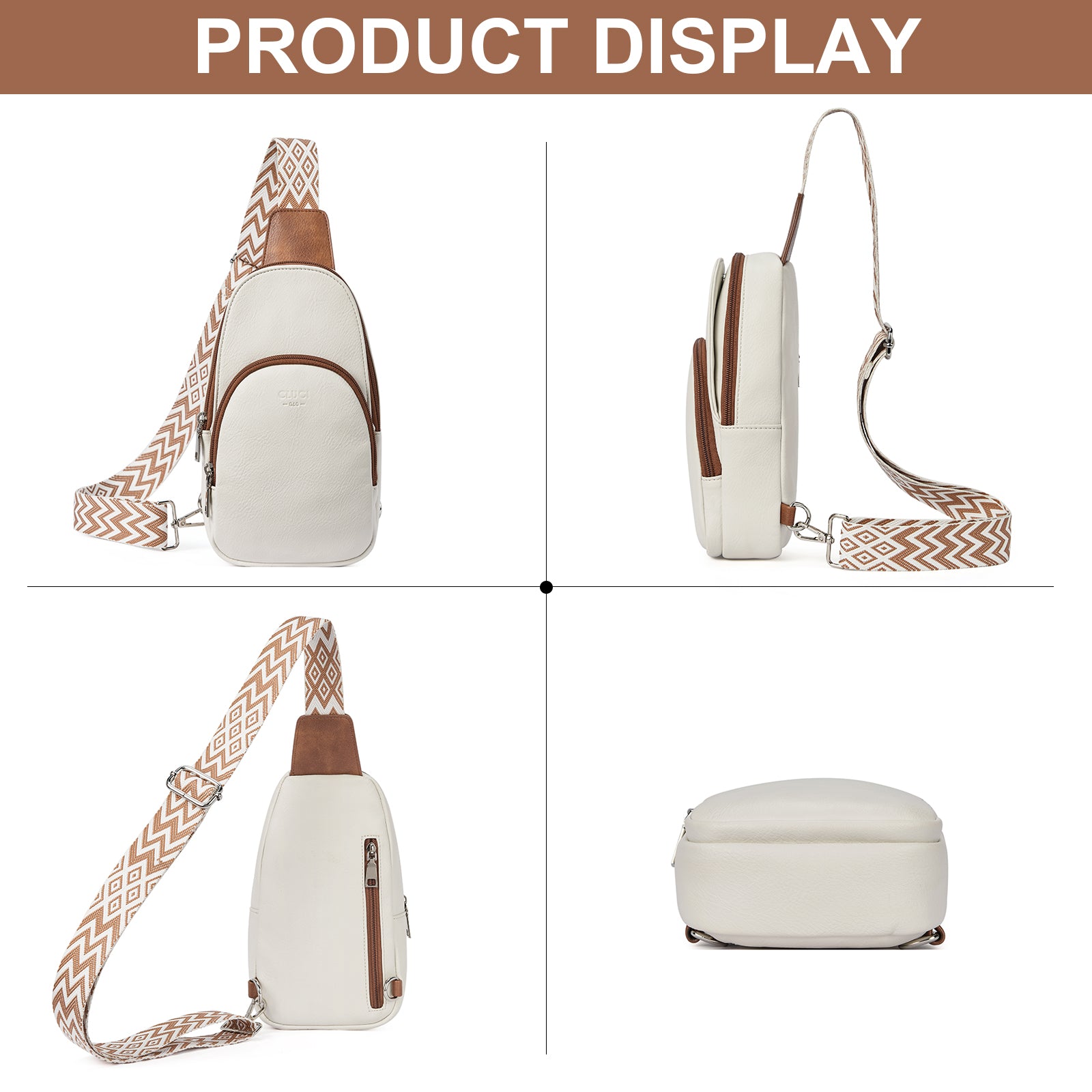 Small PU Leather Sling Bag Crossbody Bag for Women Traveling Hiking Cycling