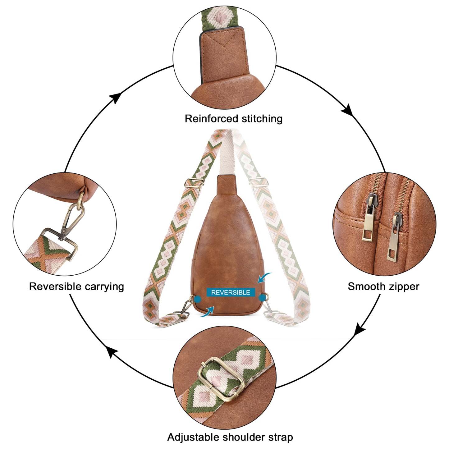 Sling Bag Crossbody Bags for Woman Leather Cross Body Bag Sling Backpack Crossbody Chest Bag Daypack Travel