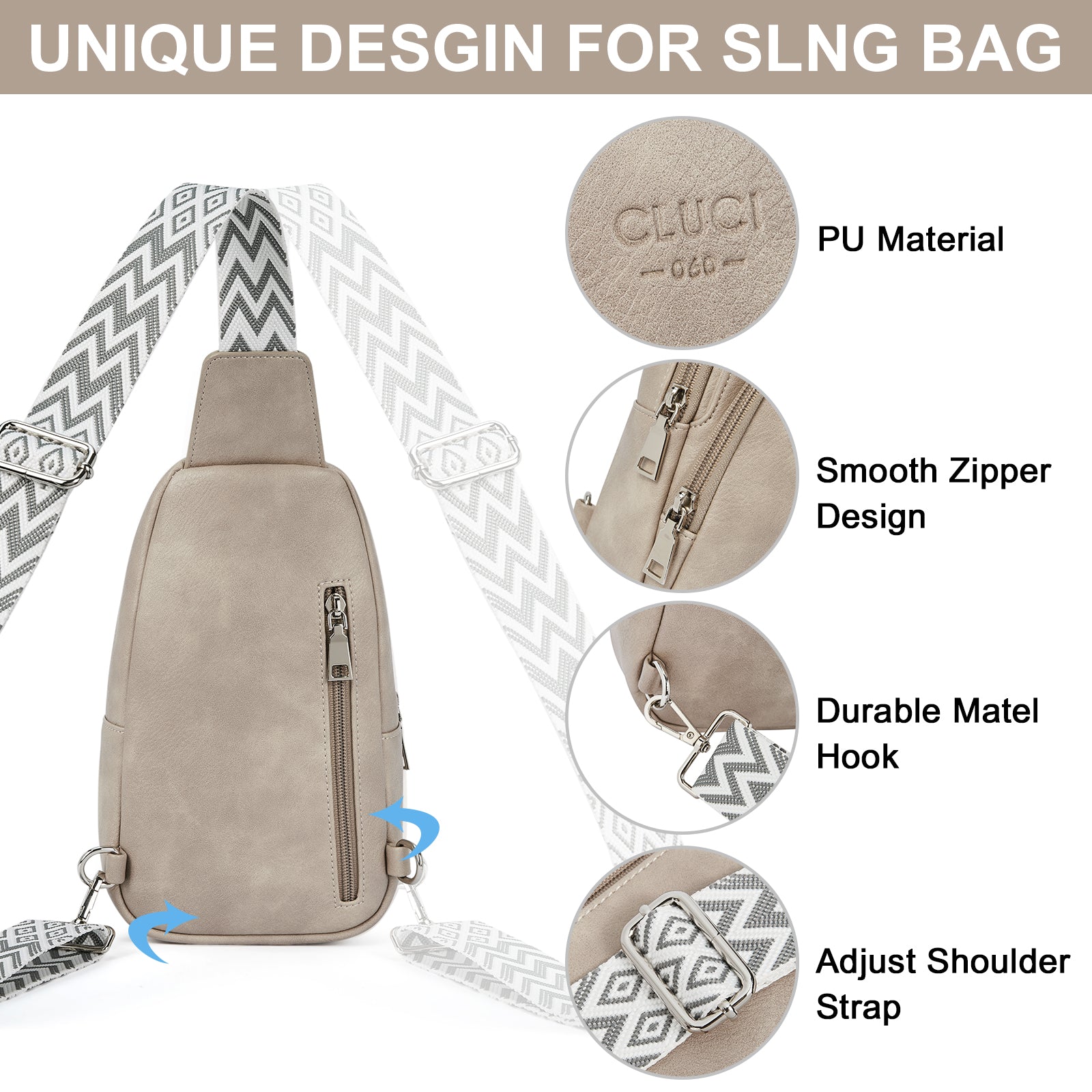 Small PU Leather Sling Bag Crossbody Bag for Women Traveling Hiking Cycling