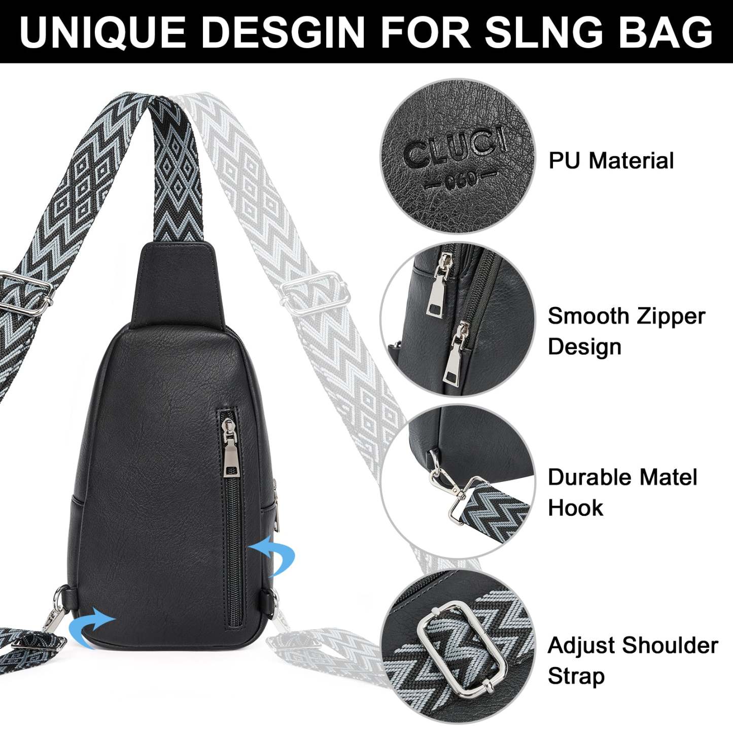 Small PU Leather Sling Bag Crossbody Bag for Women Traveling Hiking Cycling