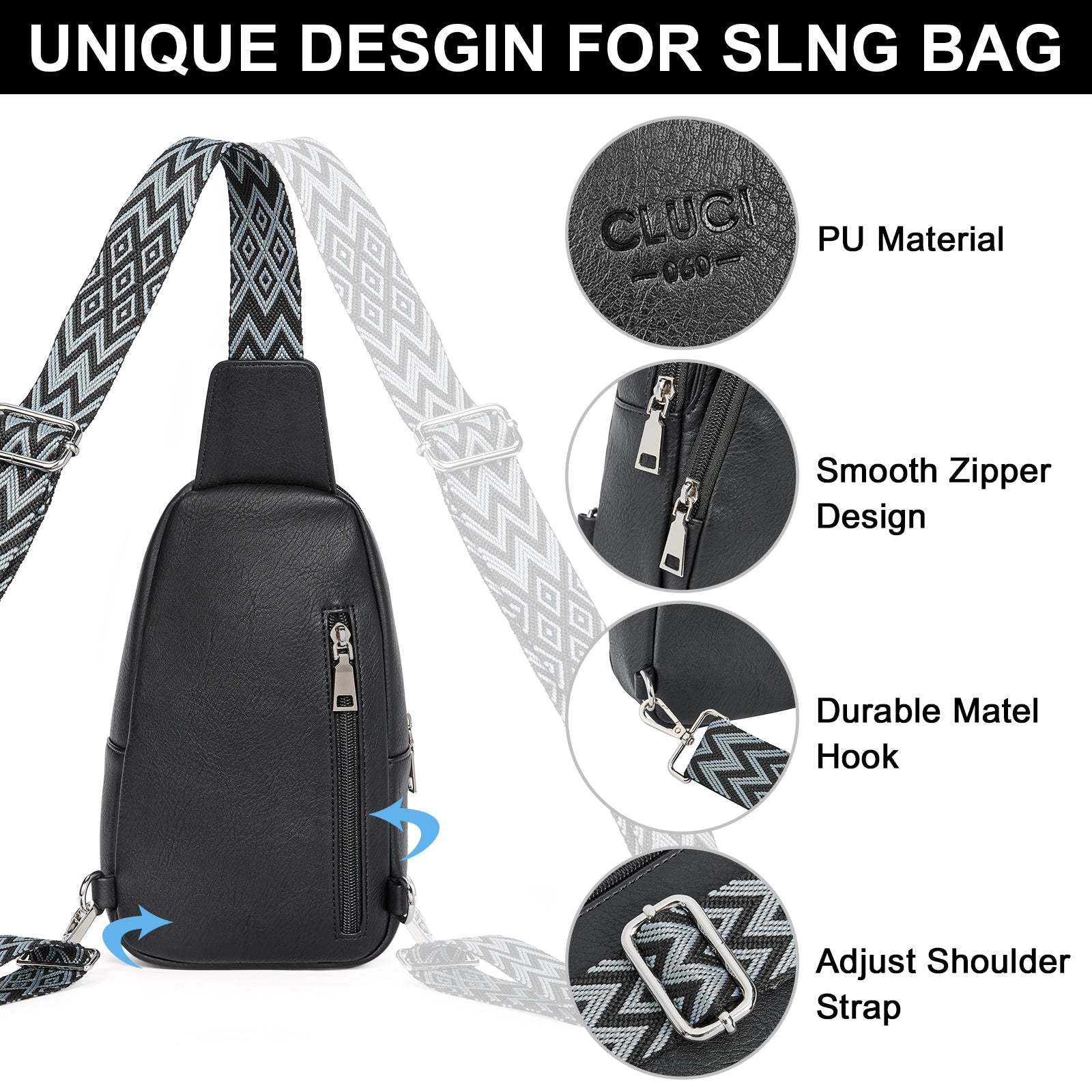 Small PU Leather Sling Bag Crossbody Bag for Women Traveling Hiking Cycling