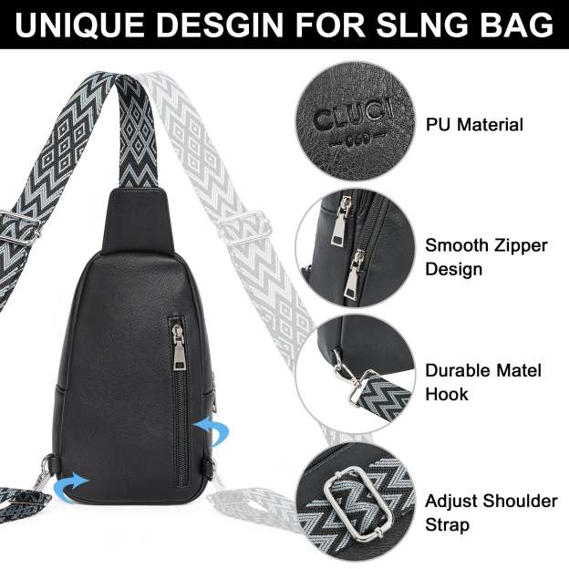 Small PU Leather Sling Bag Crossbody Bag for Women Traveling Hiking Cycling
