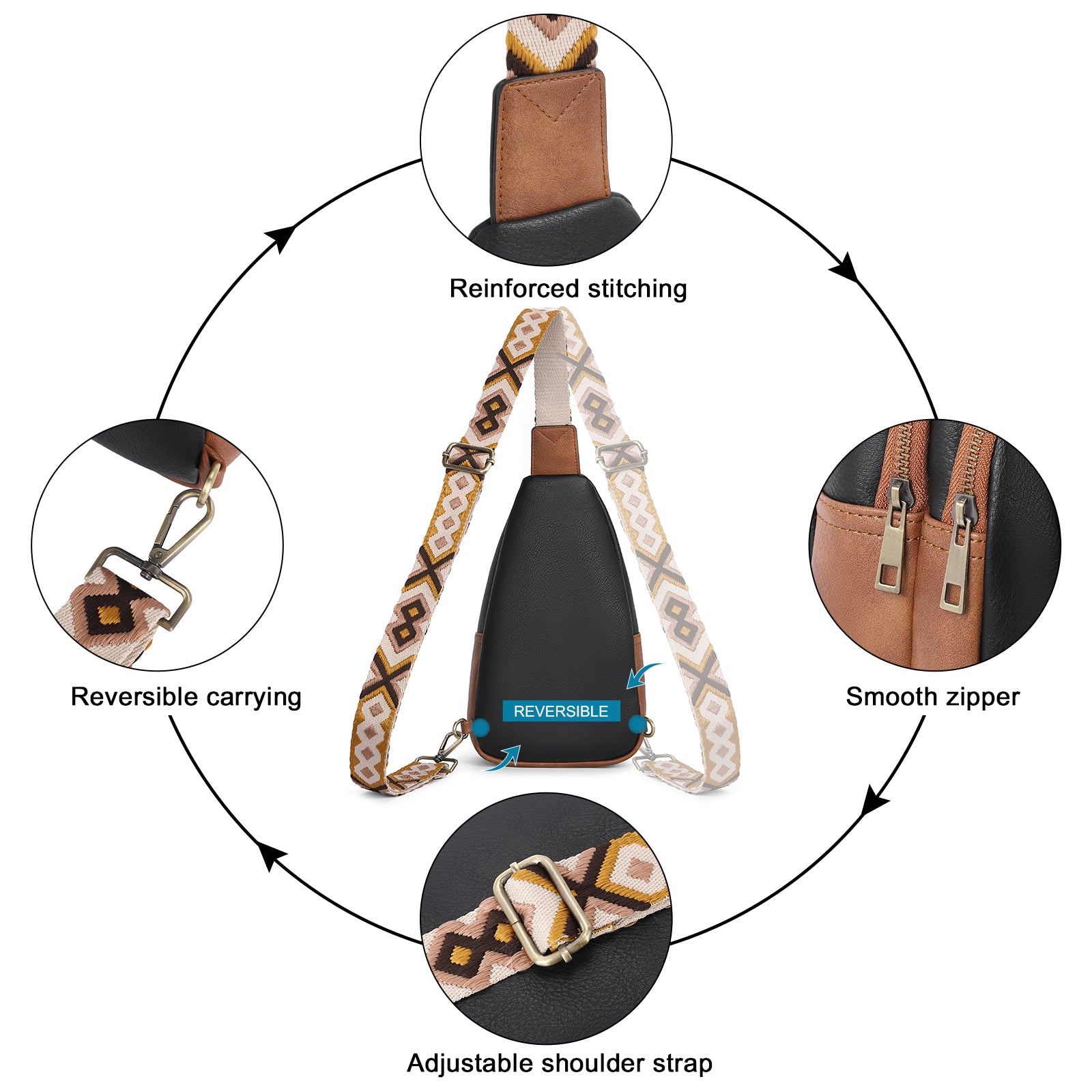 Sling Bag Crossbody Bags for Woman Leather Cross Body Bag Sling Backpack Crossbody Chest Bag Daypack Travel