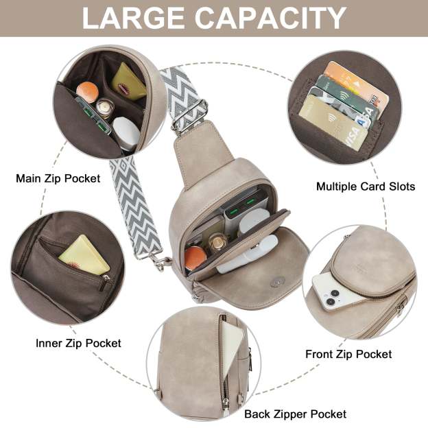 Small PU Leather Sling Bag Crossbody Bag for Women Traveling Hiking Cycling