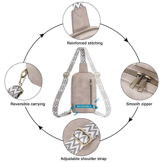 Large PU Leather Crossbody Sling Bag for Women Travel Hiking Cycling