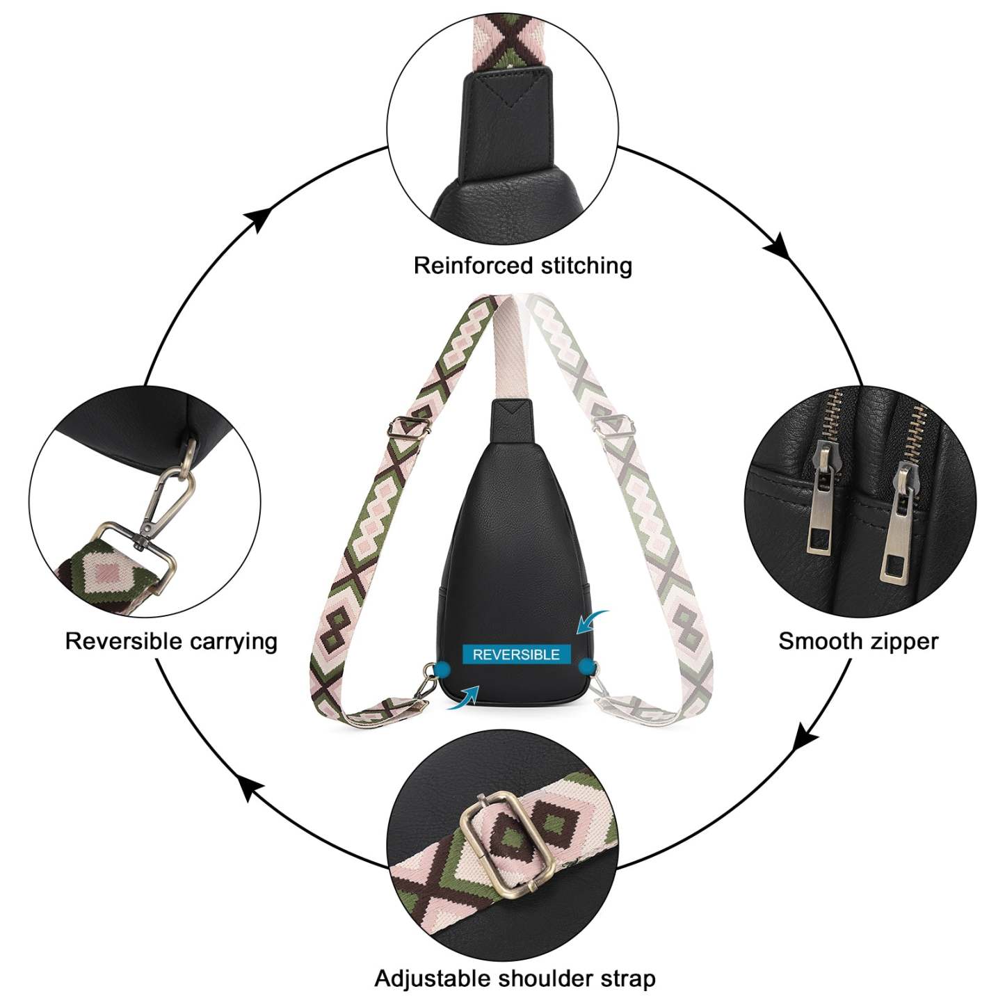 Sling Bag Crossbody Bags for Woman Leather Cross Body Bag Sling Backpack Crossbody Chest Bag Daypack Travel