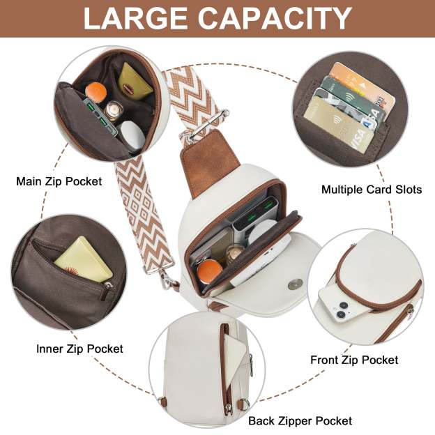 Small PU Leather Sling Bag Crossbody Bag for Women Traveling Hiking Cycling