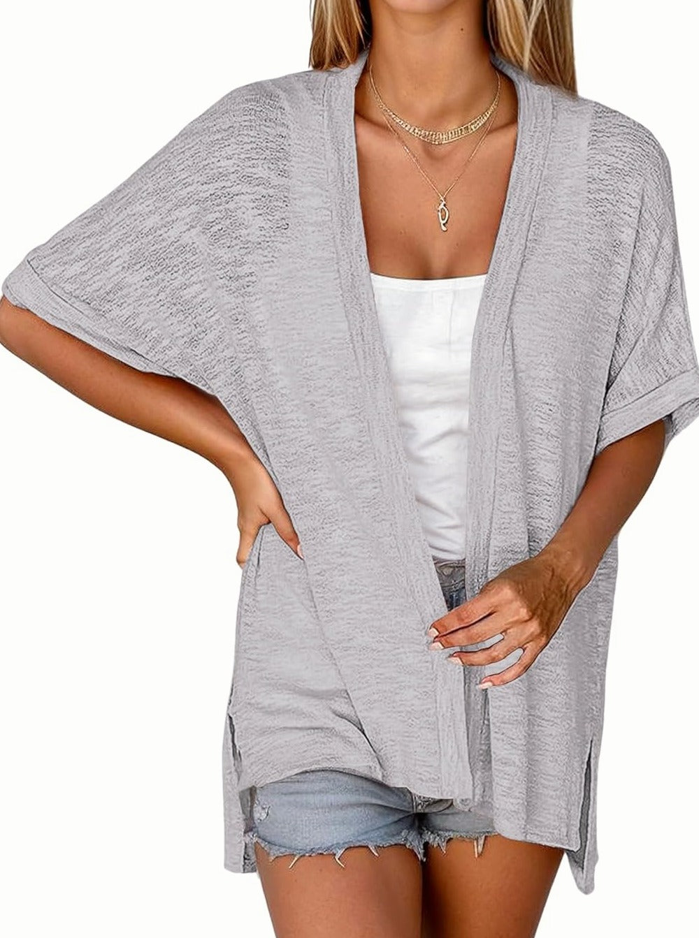 Zeagoo 3/4 Sleeve Cardigans Open Front Beach Coverup