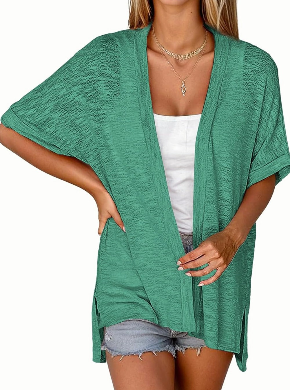 Zeagoo 3/4 Sleeve Cardigans Open Front Beach Coverup