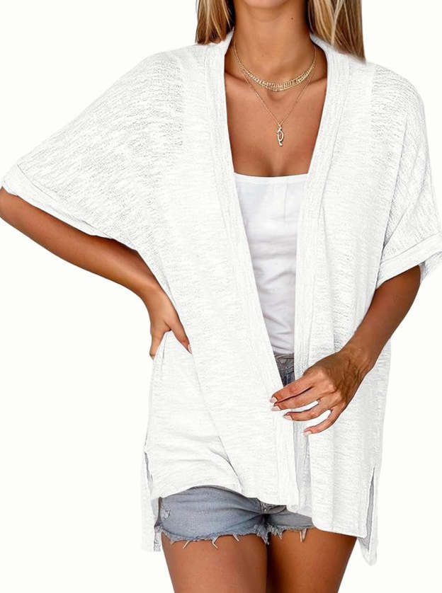 Zeagoo 3/4 Sleeve Cardigans Open Front Beach Coverup