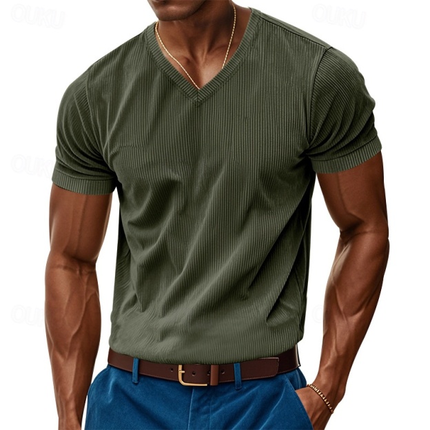 Jeffler | V-Neck Ribbed T-Shirt