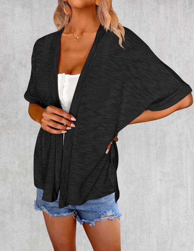 Zeagoo 3/4 Sleeve Cardigans Open Front Beach Coverup