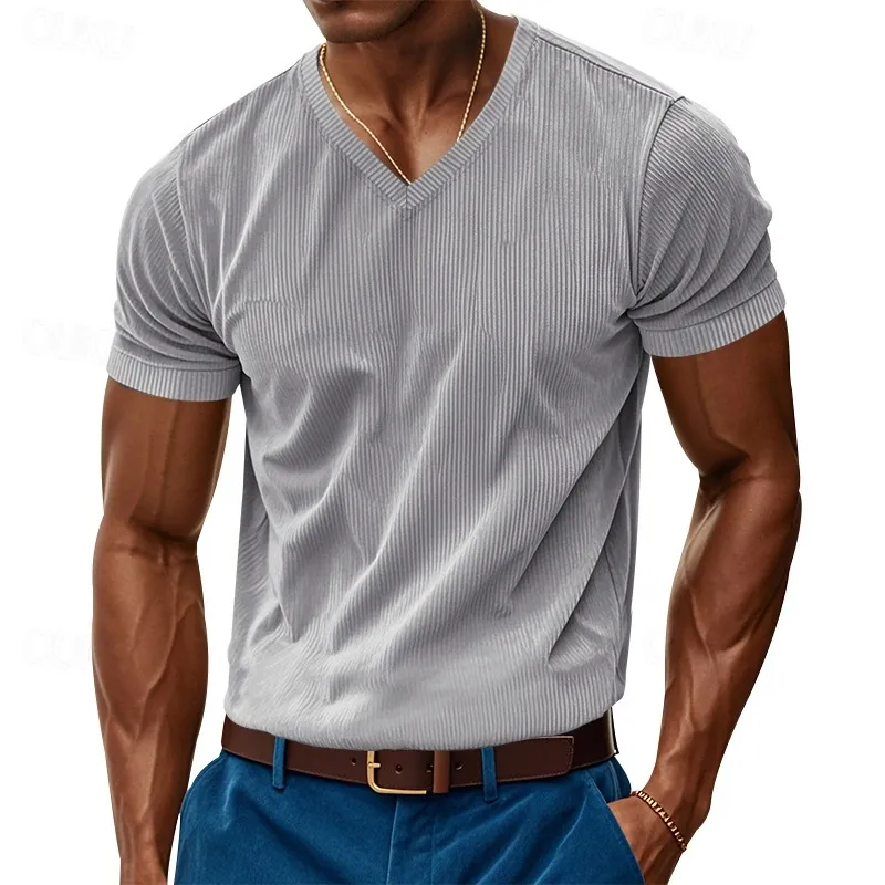 Jeffler | V-Neck Ribbed T-Shirt