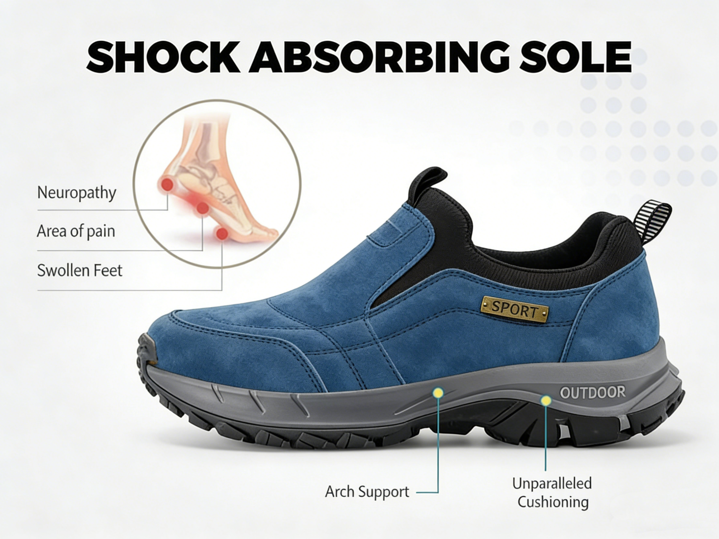 Outdoor Non-slip Comfy Arch Support Walking Shoes, Comfy Orthopedic Walking Shoes