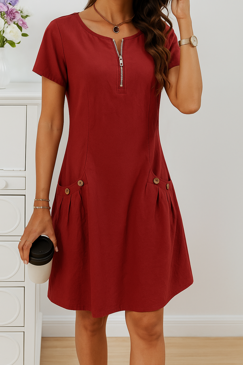 Barbara | Stylish Sleeve Dress with Pockets for Everyday Wear