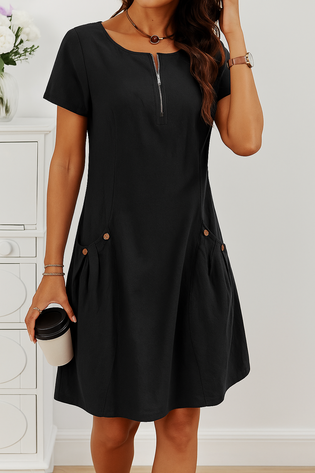 Barbara | Stylish Sleeve Dress with Pockets for Everyday Wear