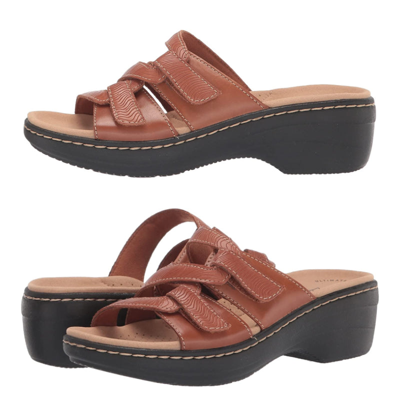 Orthopedic Wedge Sandals Women Wide Toe Arch Support Rubber Patent Leather Retro