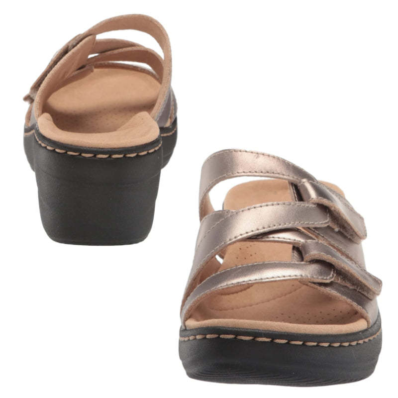 Orthopedic Wedge Sandals Women Wide Toe Arch Support Rubber Patent Leather Retro