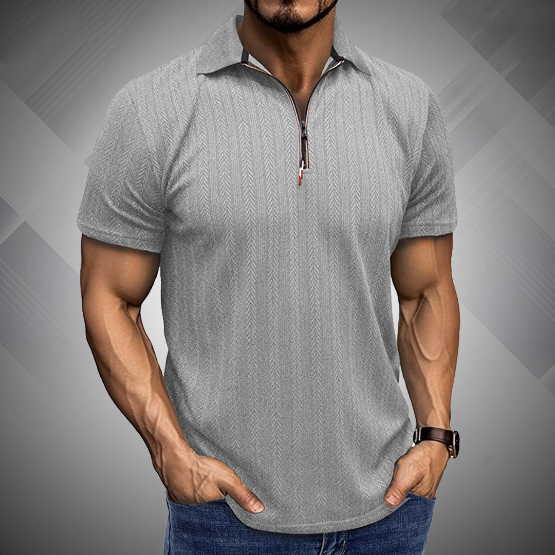 Men's Fashion Retro Pleated Fabric Short-sleeved Polo Shirt