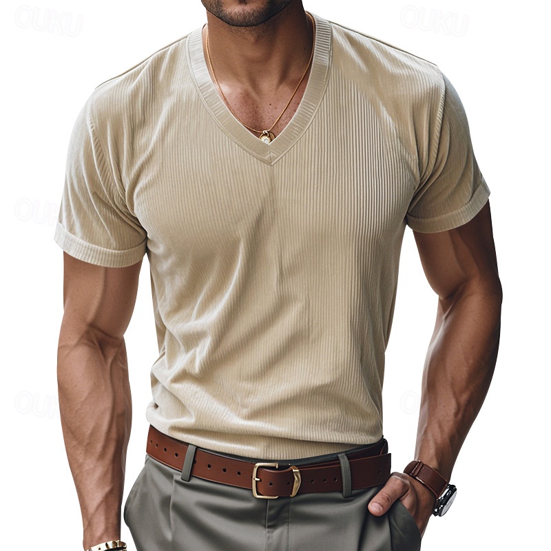 Jeffler | V-Neck Ribbed T-Shirt
