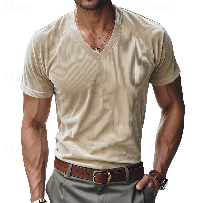 Jeffler | V-Neck Ribbed T-Shirt
