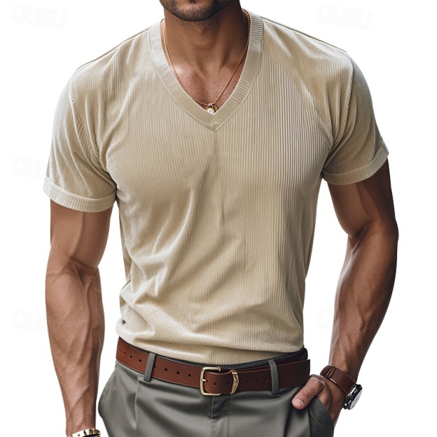 Jeffler | V-Neck Ribbed T-Shirt