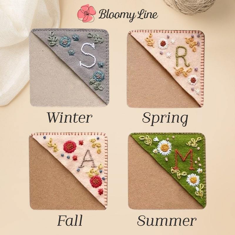 📚🔖$9.99📚🔖 - personalized hand embroidered corner bookmark pattern
