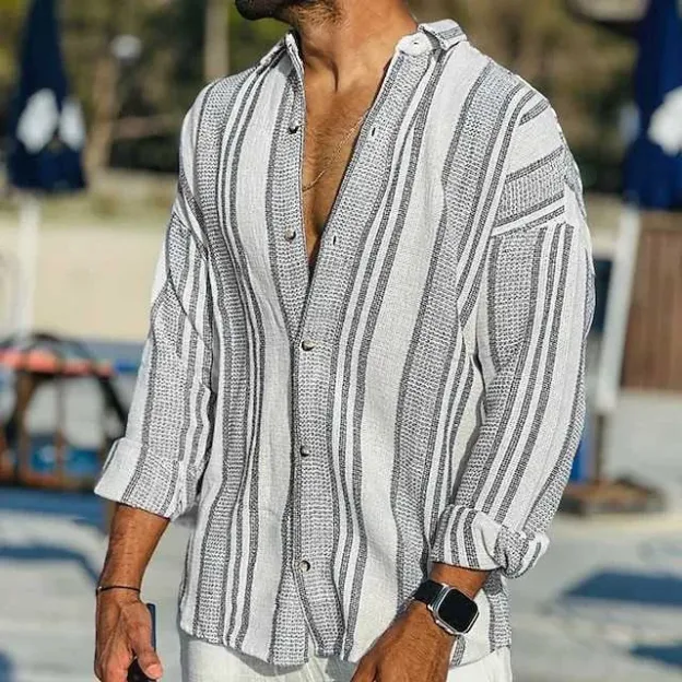 John kenson | Striped Casual Button-Up Shirt