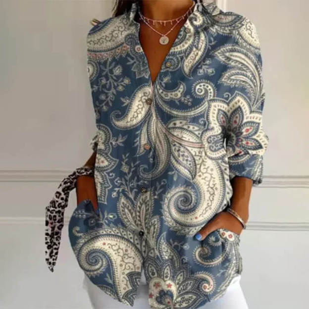 Women's floral long-sleeved shirt
