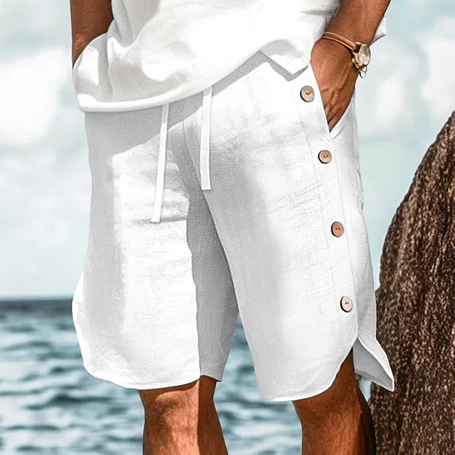Men��s Breathable Linen Shorts �C Elastic Waist, Beach & Daily Wear