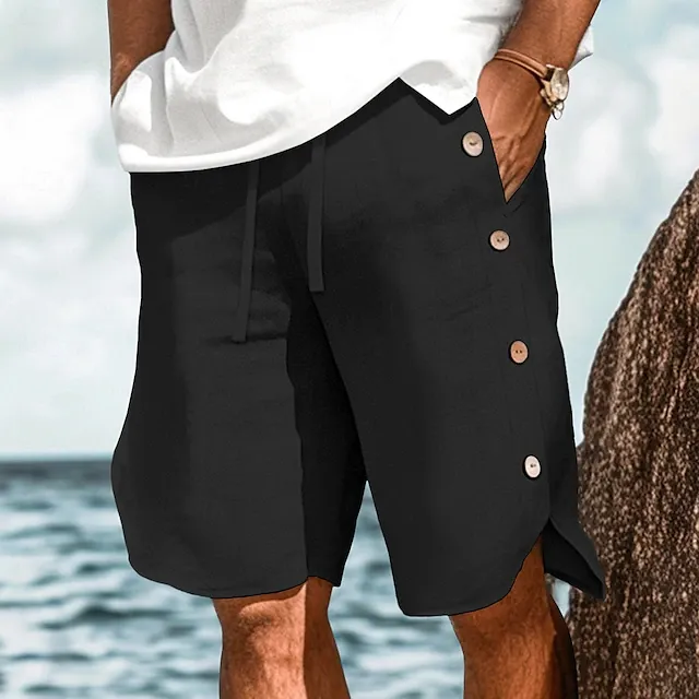 Men��s Breathable Linen Shorts �C Elastic Waist, Beach & Daily Wear