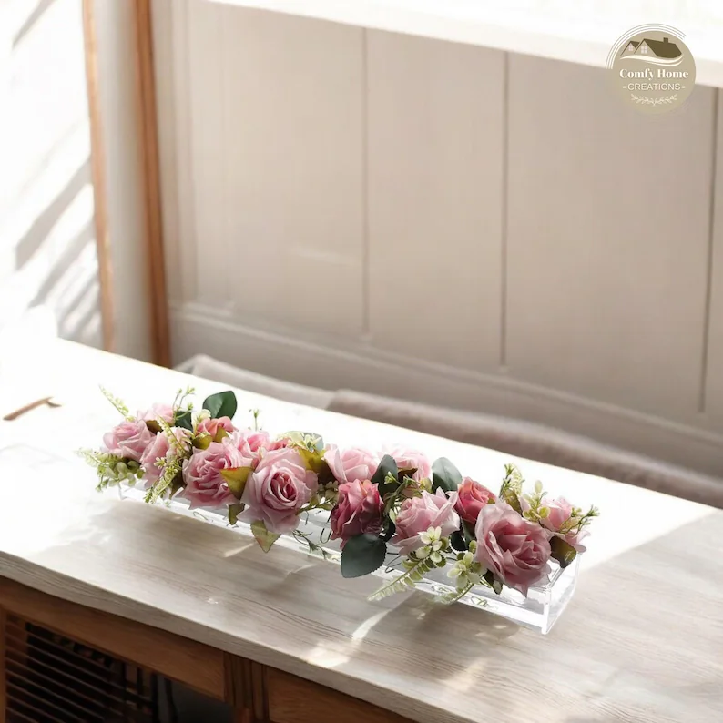Clear Acrylic Flower Vase for Table Decoration Modern Flower Holder