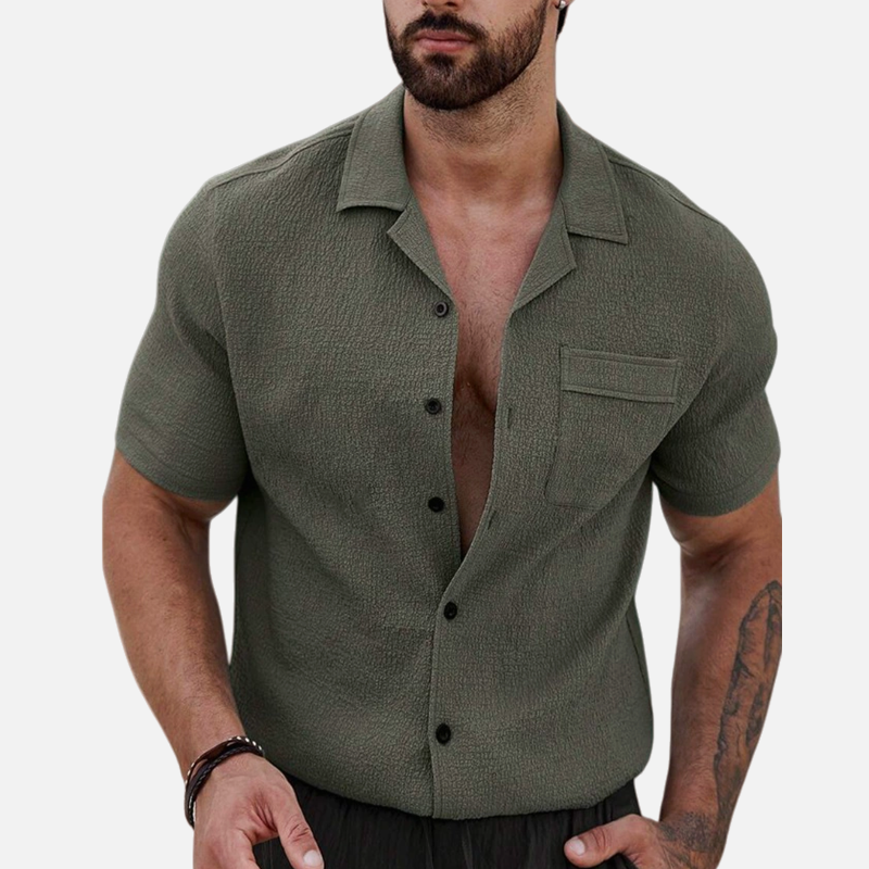 Men's Soft Skin Textured Short Sleeve Shirt