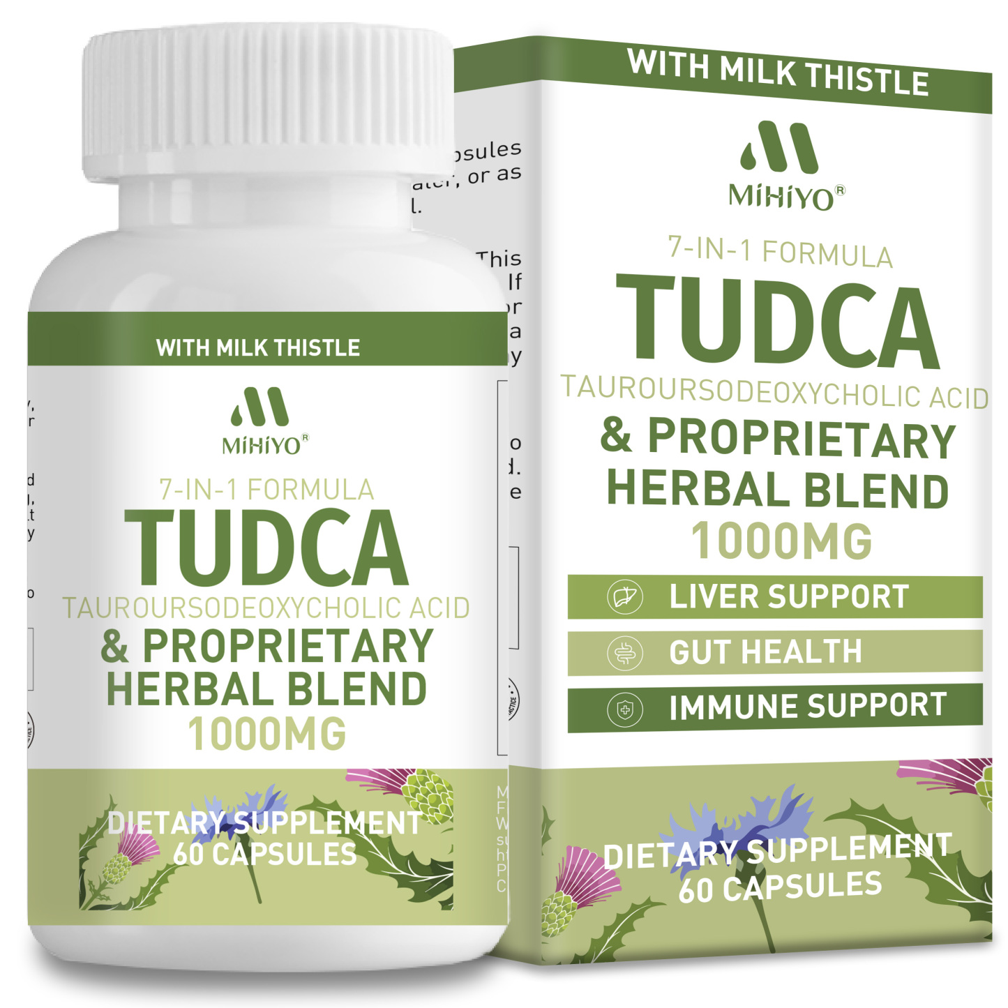 TUDCA Supplement 1000mg – Bile Salts and Liver Support with Milk Thistle