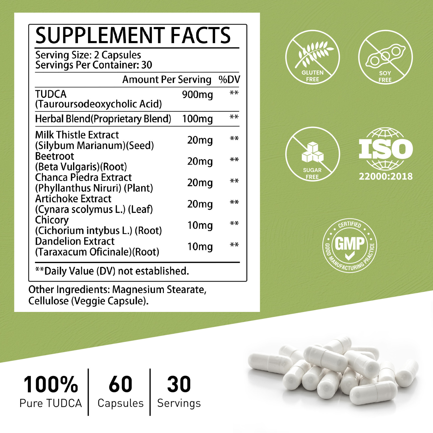 TUDCA Supplement 1000mg – Bile Salts and Liver Support with Milk Thistle