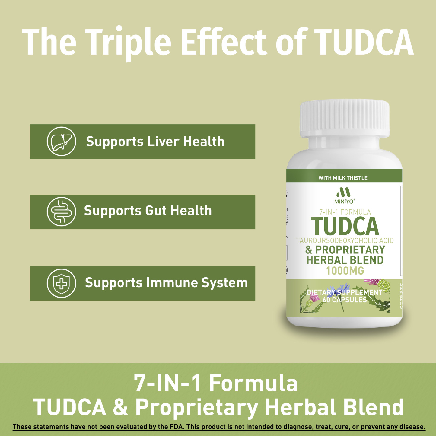 TUDCA Supplement 1000mg – Bile Salts and Liver Support with Milk Thistle