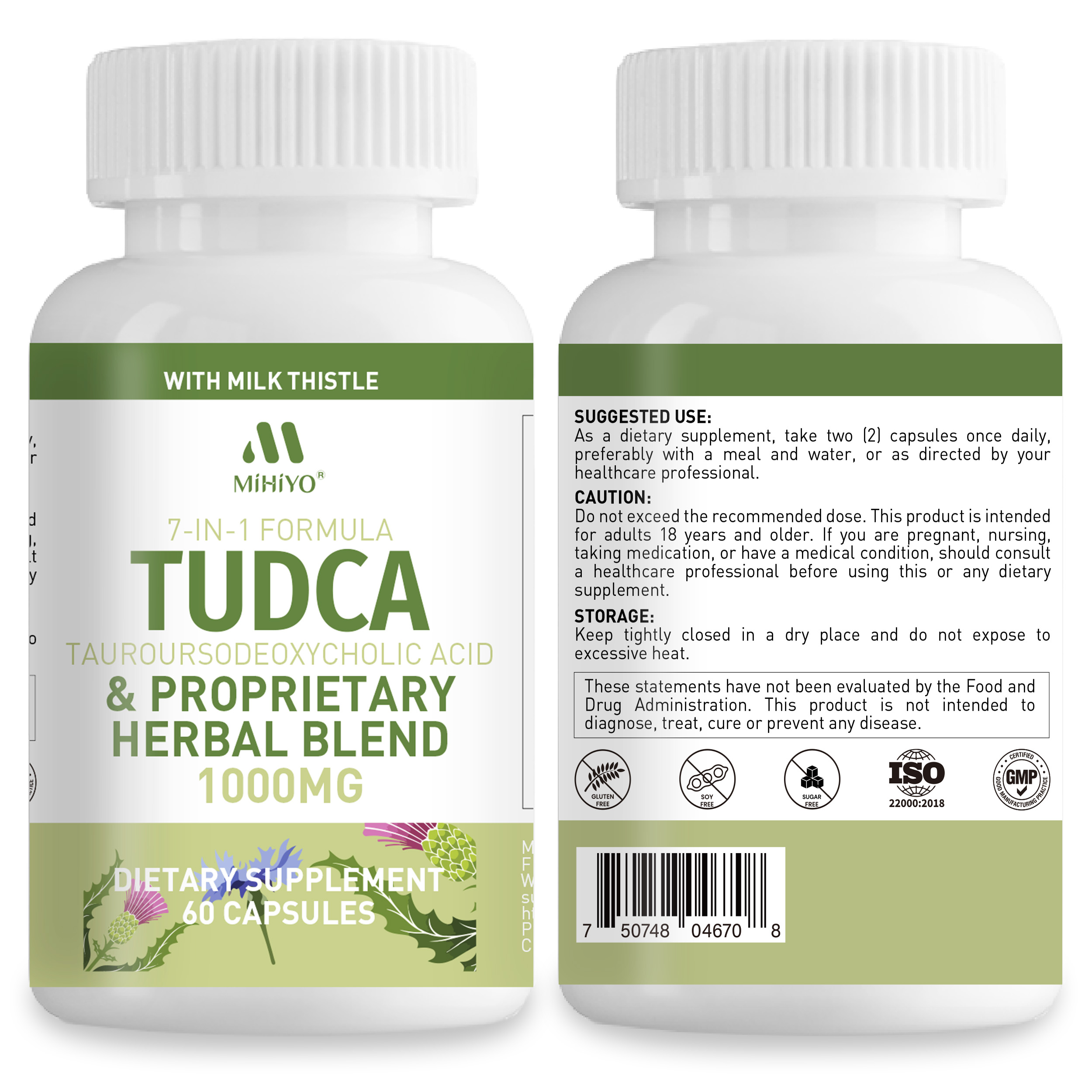 TUDCA Supplement 1000mg – Bile Salts and Liver Support with Milk Thistle