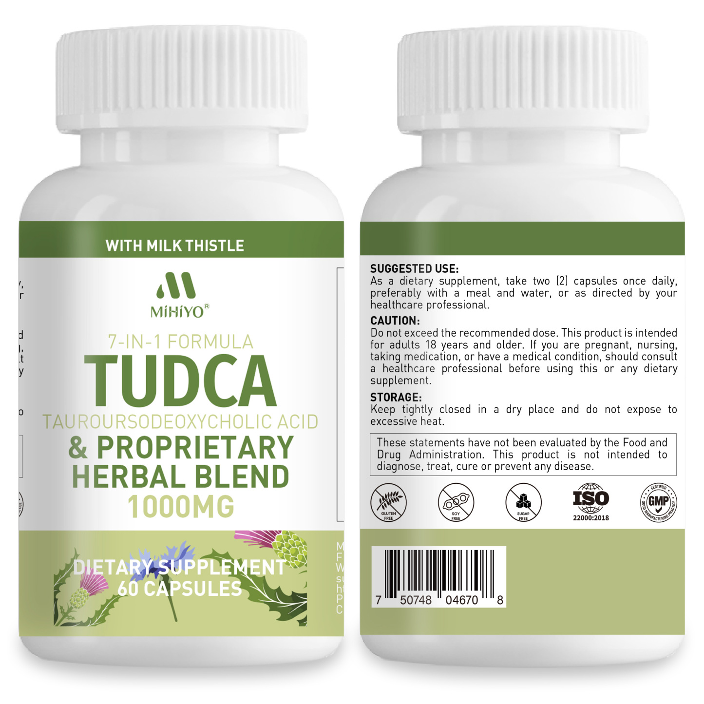 TUDCA Supplement 1000mg – Bile Salts and Liver Support with Milk Thistle