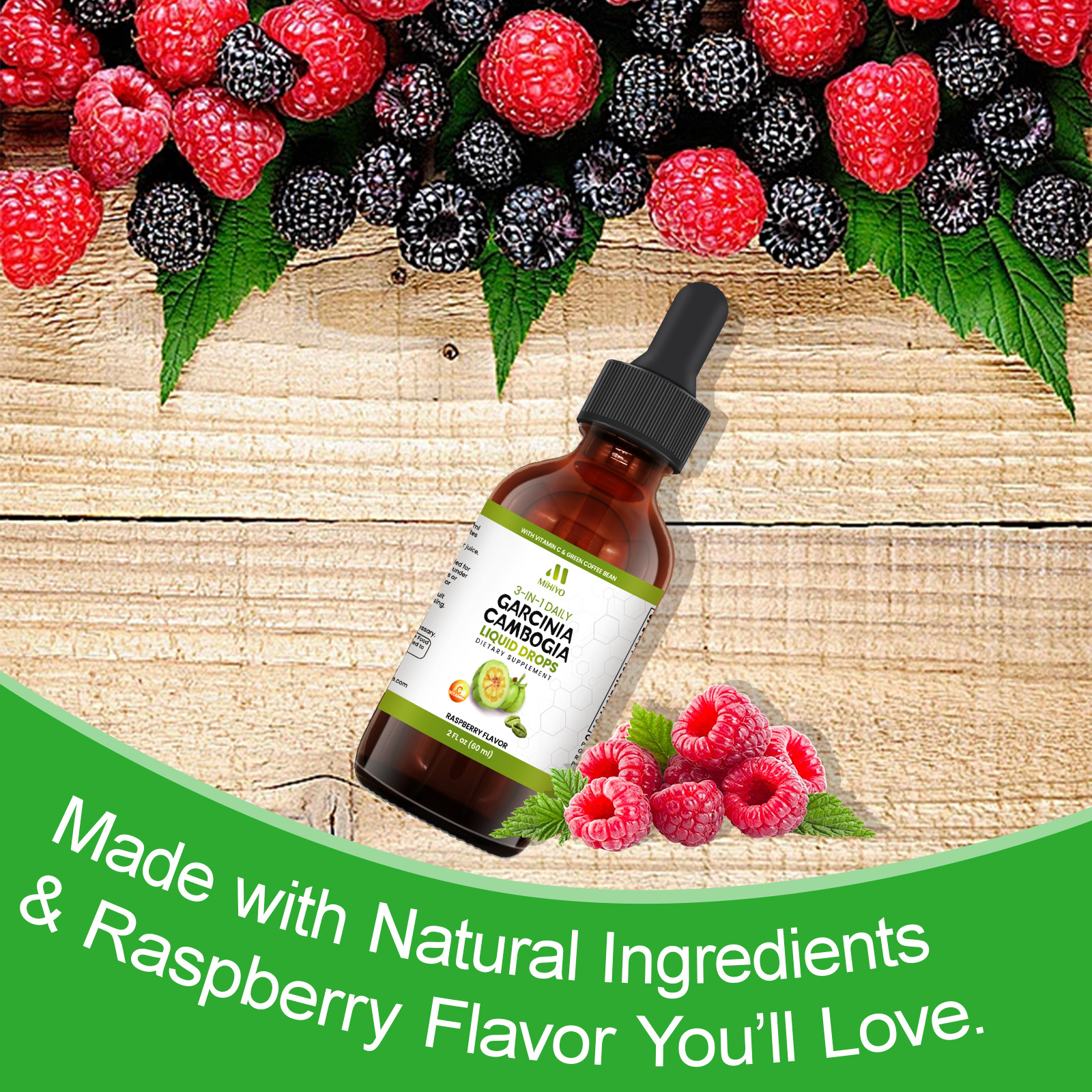 3-in-1 Garcinia Cambogia Liquid Drops - Natrual Extract with Green Coffee Bean & Vitamin C