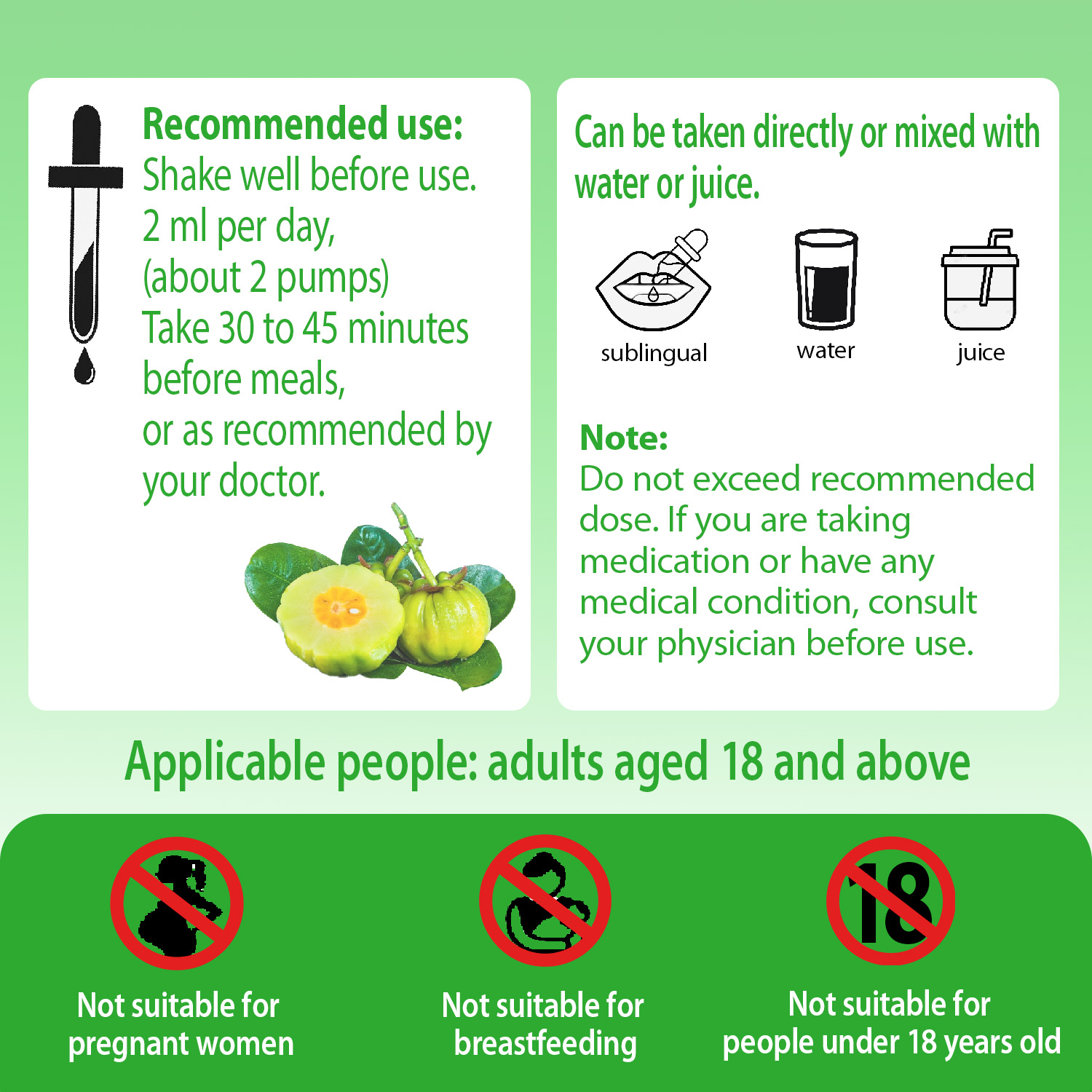 3-in-1 Garcinia Cambogia Liquid Drops - Natrual Extract with Green Coffee Bean & Vitamin C