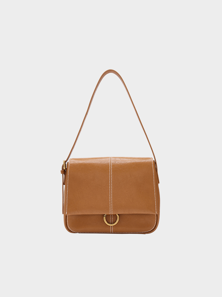 Vegetable-tanned cowhide crossbody bag