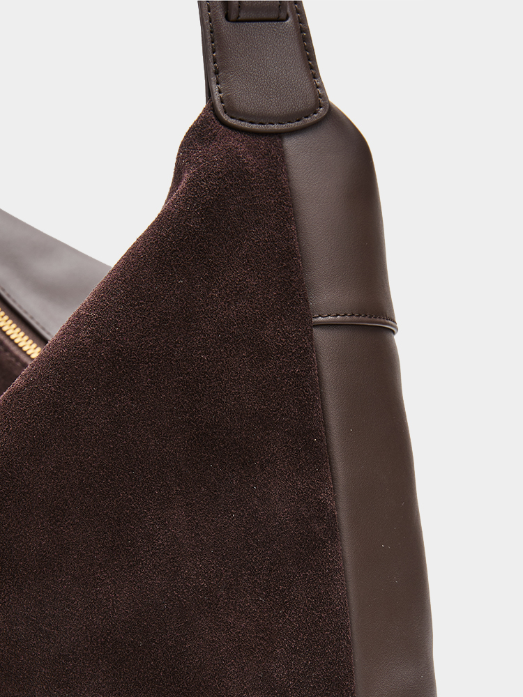 Suede-Patch Hobo Bag