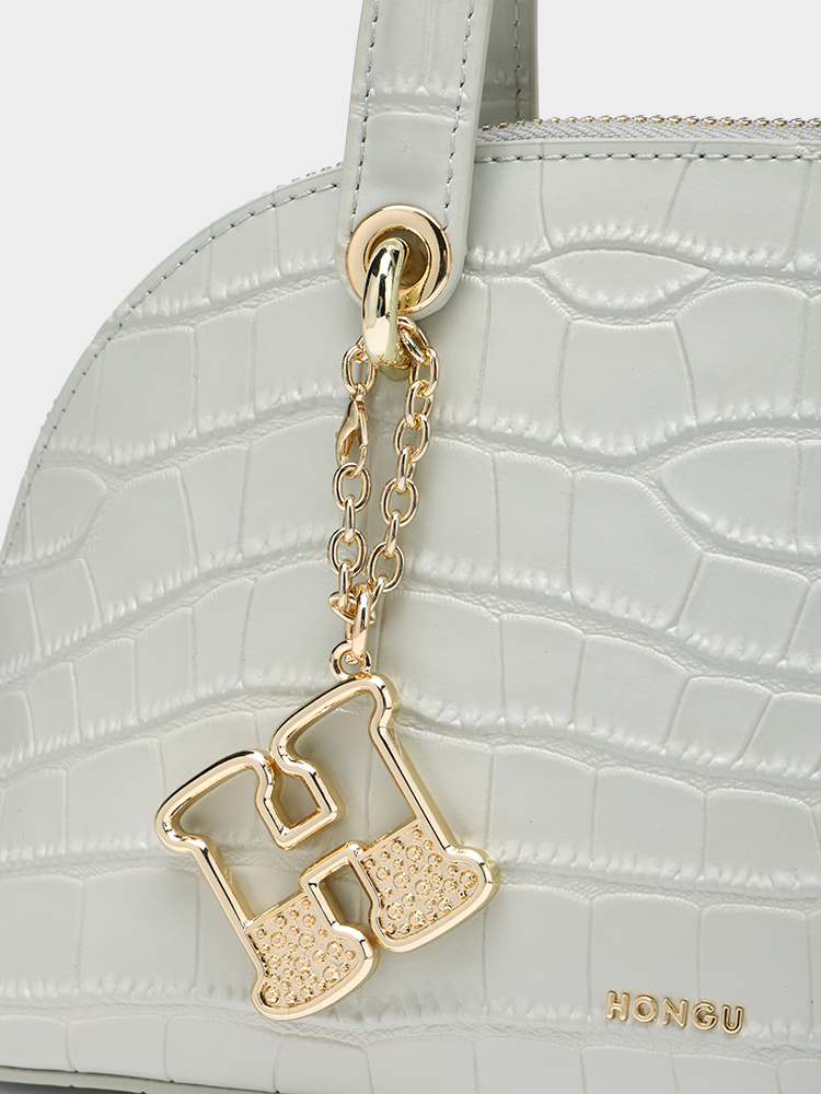 Croc-Embossed Shell Bag