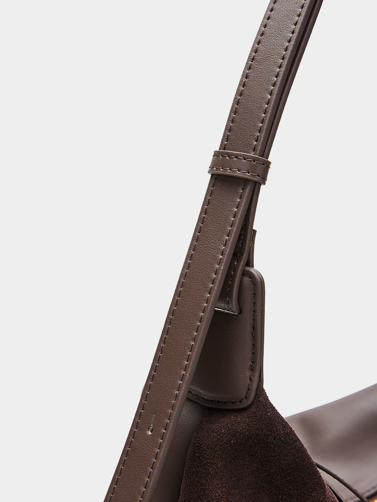 Suede-Patch Hobo Bag