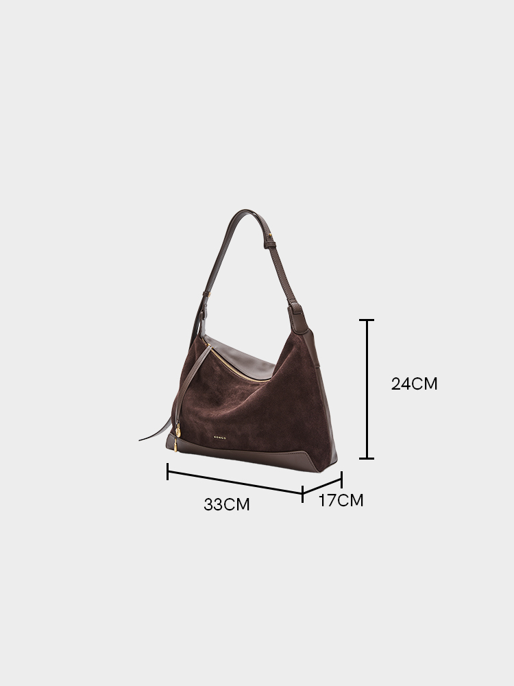 Suede-Patch Hobo Bag